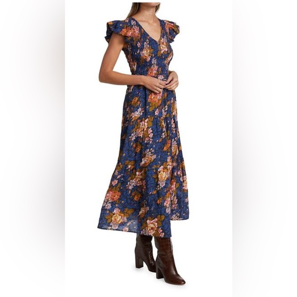 NWT Sea NY Ines Floral Navy Smock Midi Dress size 4 BRAND NEW - Picture 3 of 17